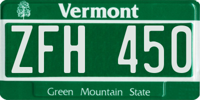 VT license plate ZFH450