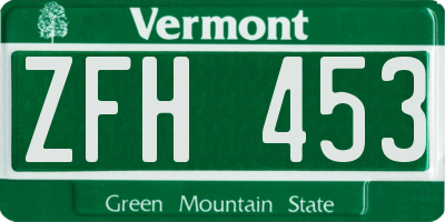 VT license plate ZFH453