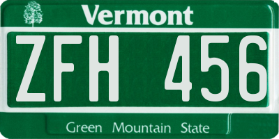 VT license plate ZFH456
