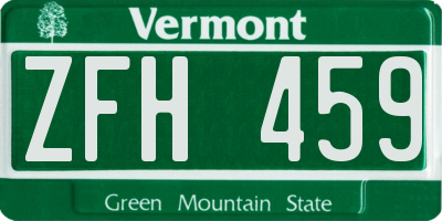 VT license plate ZFH459