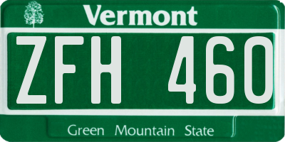 VT license plate ZFH460