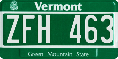 VT license plate ZFH463