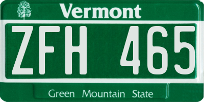 VT license plate ZFH465