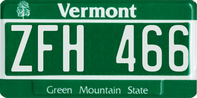VT license plate ZFH466