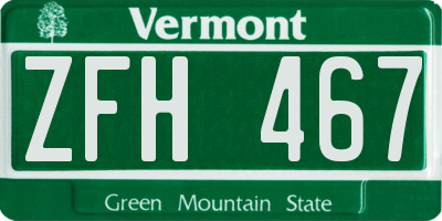 VT license plate ZFH467