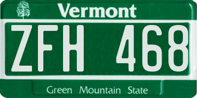 VT license plate ZFH468