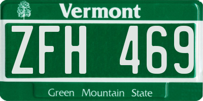 VT license plate ZFH469