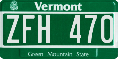 VT license plate ZFH470