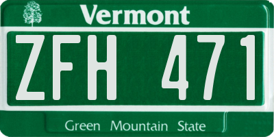 VT license plate ZFH471