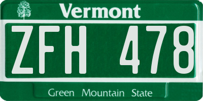 VT license plate ZFH478