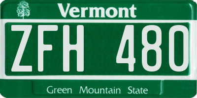VT license plate ZFH480