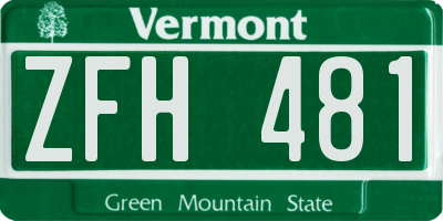 VT license plate ZFH481