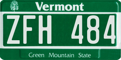 VT license plate ZFH484