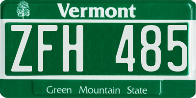 VT license plate ZFH485