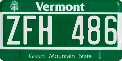 VT license plate ZFH486