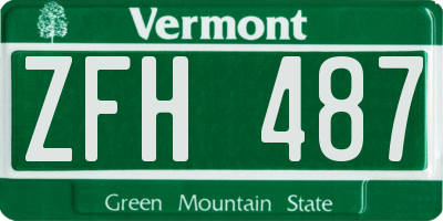 VT license plate ZFH487