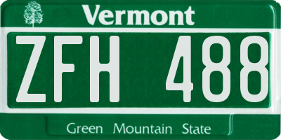 VT license plate ZFH488