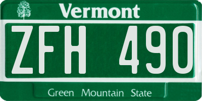 VT license plate ZFH490