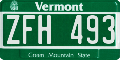 VT license plate ZFH493