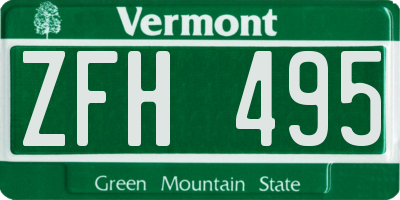 VT license plate ZFH495