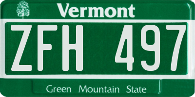 VT license plate ZFH497