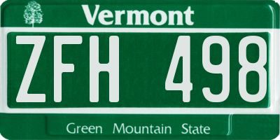VT license plate ZFH498