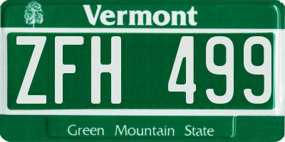 VT license plate ZFH499