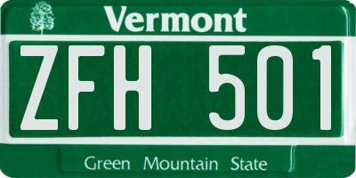 VT license plate ZFH501