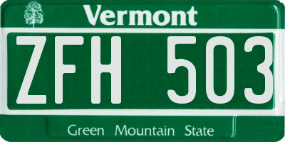 VT license plate ZFH503