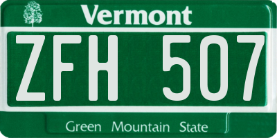 VT license plate ZFH507