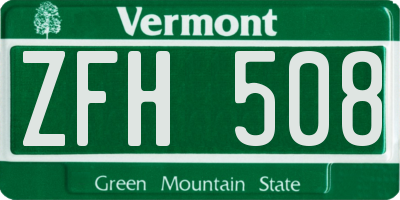 VT license plate ZFH508