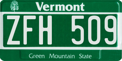 VT license plate ZFH509