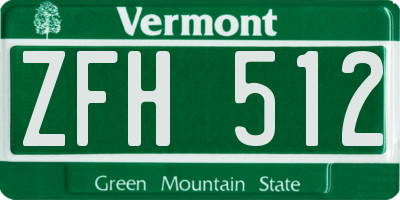 VT license plate ZFH512