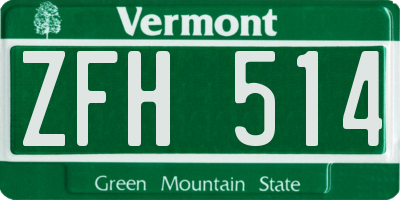VT license plate ZFH514