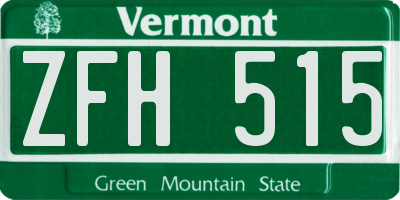 VT license plate ZFH515