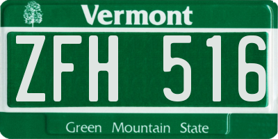 VT license plate ZFH516