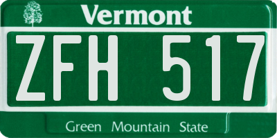 VT license plate ZFH517