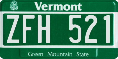 VT license plate ZFH521