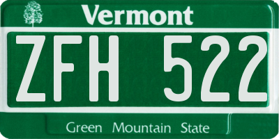 VT license plate ZFH522