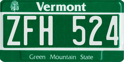 VT license plate ZFH524
