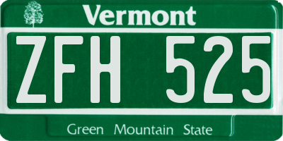 VT license plate ZFH525