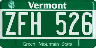 VT license plate ZFH526