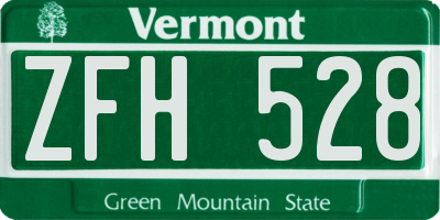 VT license plate ZFH528