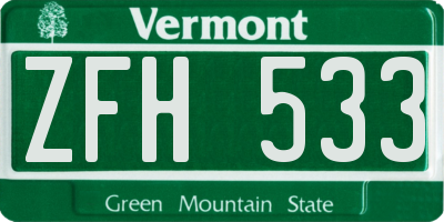 VT license plate ZFH533