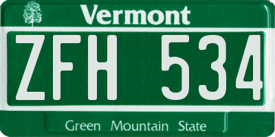 VT license plate ZFH534