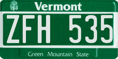 VT license plate ZFH535
