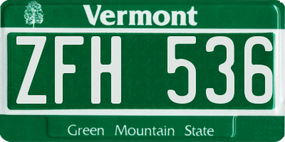 VT license plate ZFH536