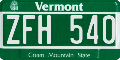 VT license plate ZFH540