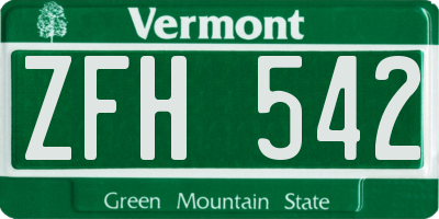 VT license plate ZFH542