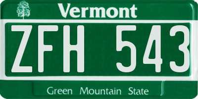 VT license plate ZFH543